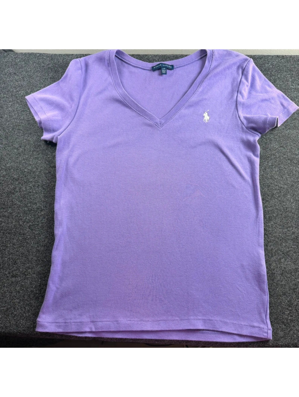 Ralph Lauren Purple V-Neck Pony Logo T-Shirt Large